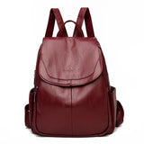 Soft Leather Women's Backpack Shoulder Bag Travel Multi-Purpose