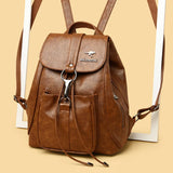 Women Backpack Soft Pu Leather Student Backpack Leisure Ladies