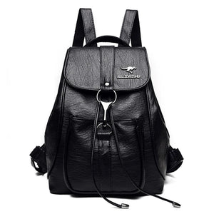 Women Backpack Soft Pu Leather Student Backpack Leisure Ladies