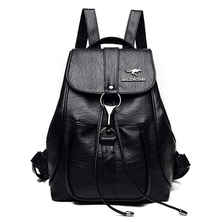 Women Backpack Soft Pu Leather Student Backpack Leisure Ladies