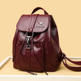 Women Backpack Soft Pu Leather Student Backpack Leisure Ladies Shoulder Bags