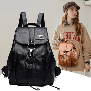 Women Backpack Soft Pu Leather Student Backpack Leisure Ladies Shoulder Bags