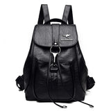 Women Backpack Soft Pu Leather Student Backpack Leisure Ladies