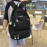 Large Capacity Women Backpack Multi-pocket Solid Teen School Book Bag