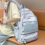 Large Capacity Women Backpack Multi-pocket Solid Teen School Book Bag