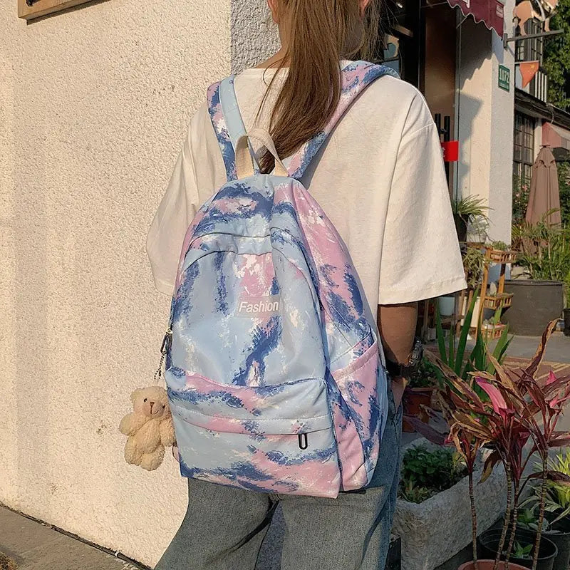 Tie Dye Women Backpack School Bag Teenage Girl Travel Bag