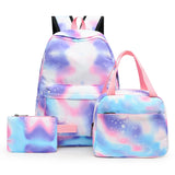 Waterproof Nylon School Backpack for Teen Girls with Lunch Box