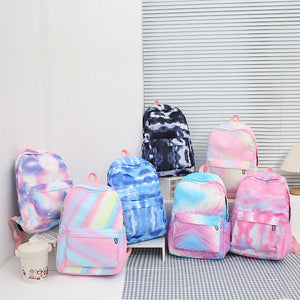 Waterproof Nylon School Backpack for Teen Girls with Lunch Box