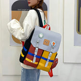 Women Backpack Contrast Colors Nylon Travel Schoolgirl Schoolbag