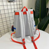 Women Backpack Contrast Colors Nylon Travel Schoolgirl Schoolbag