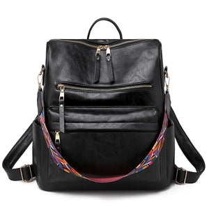 Women Waterproof Leather Backpack Large Capacity Laptop Bag