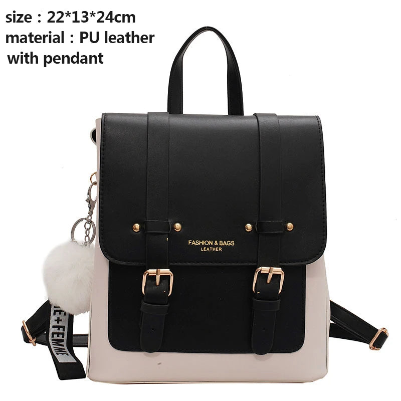Women Leather Travel Backpack Small School Bags for Teenage Girls