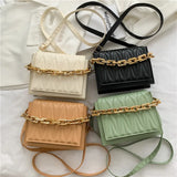 Small Square Crossbody Bag with Chain Strap