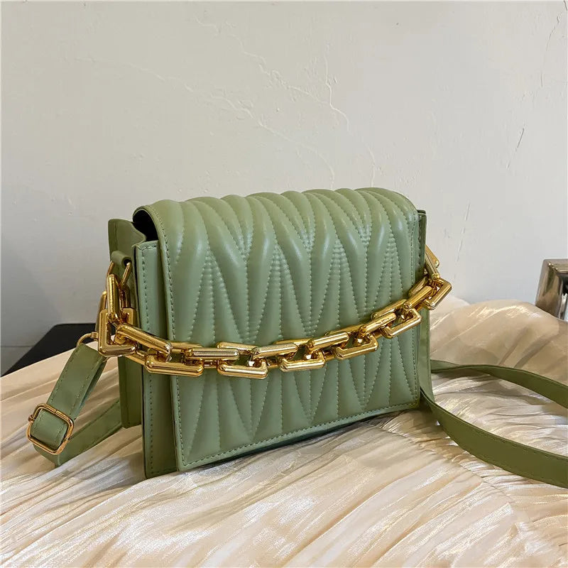Small Square Crossbody Bag with Chain Strap