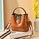 Colorful Strap Bucket Bag PU Leather Shoulder Bags Women