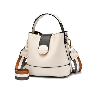 Colorful Strap Bucket Bag PU Leather Shoulder Bags Women