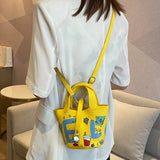 Women Bags Doodle Letter Messenger Shoulder Bag Girls Drawstring Bucket