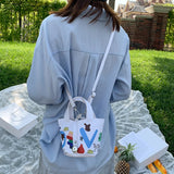 Women Bags Doodle Letter Messenger Shoulder Bag Girls Drawstring Bucket