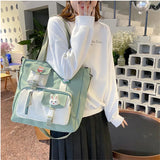 Women Canvas Bag Large Capacity Girls Portables Schoolbag Shoulder Pouch