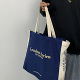 London Letter Print Canvas Shoulder Bag for Girls
