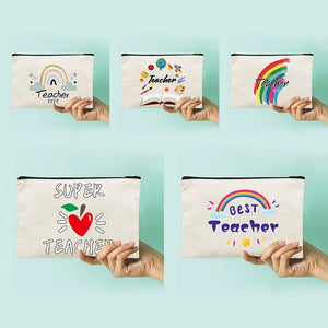 Canvas Cosmetic Bag Teacher Series Pattern Makeup Bag