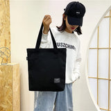 Vintage Large Capacity Cotton Tote Bag Solid Casual Women Canvas Shopping Bag