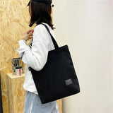 Vintage Large Capacity Cotton Tote Bag Solid Casual Women Canvas Shopping Bag