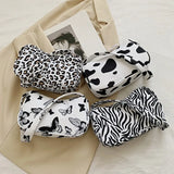 Vintage Animal Print Canvas Shoulder Bag