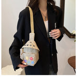 Women Canvas Shoulder Bags Printing Chest Crossbody Bags Casual Travel Retro Bag