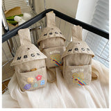 Women Canvas Shoulder Bags Printing Chest Crossbody Bags Casual Travel Retro Bag