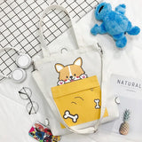 Cartoon Dog Tote Bag Foldable Shopping Handbag