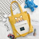 Cartoon Dog Tote Bag Foldable Shopping Handbag