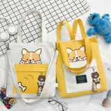 Cartoon Dog Tote Bag Foldable Shopping Handbag