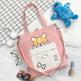 Cartoon Dog Tote Bag Foldable Shopping Handbag