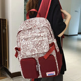 Women Cartoon Print School Bag Girl Travel Large Book Backpack
