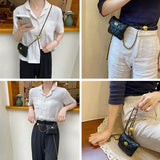 Women Chain Fanny Pack Leather Waist Bag Chest Pack Female Belt Bags