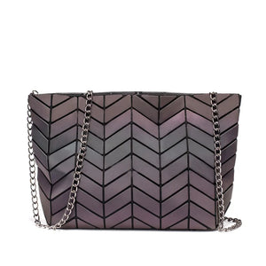 Women Chain Shoulder Bag Luminous Handbag Small Plain Folding Crossbody Bags Clu