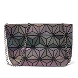 Women Chain Shoulder Bag Luminous Handbag Small Plain Folding Crossbody Bags Clu