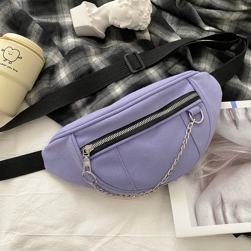 Women Canvas Fanny Pack Waist Bag Travel Money Phone Chest Bag