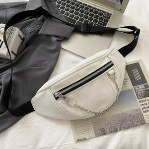 Women Chain Waist Bag Ladies Canvas Fanny Pack Travel Money