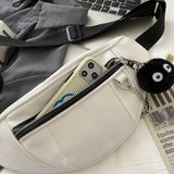 Canvas Chain Waist Bag for Women Travel Money Phone Chest Bag