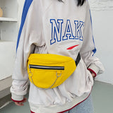 Canvas Chain Waist Bag for Women Travel Money Phone Chest Bag