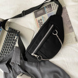 Canvas Fanny Pack Women Chain Waist Bag Travel Money Phone Chest Banana Bag