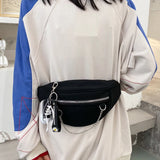 Women Chain Waist Bag Canvas Fanny Pack Travel Money Phone Chest