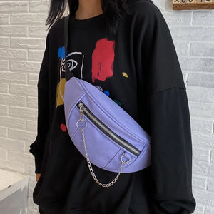 Women Chain Waist Bag Ladies Canvas Fanny Pack Travel Money Phone Chest