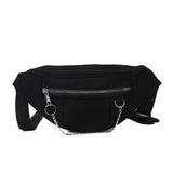 Canvas Chain Waist Bag Women Fanny Pack Travel Money Phone Chest Bag
