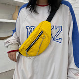 Canvas Fanny Pack Women Chain Waist Bag Travel Money Phone Chest Banana Bag