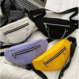 Women Chain Waist Bag Canvas Fanny Pack Travel Money Phone Chest