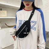 Women Chain Waist Bag Canvas Fanny Pack Travel Money Phone Chest