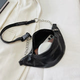 Women Leather Chain Waist Bag Fanny Pack Crossbody Chest Bag